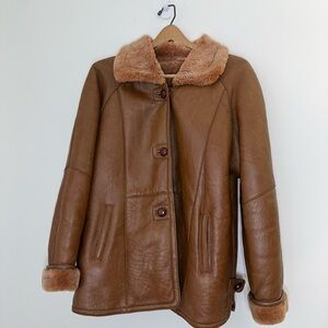 Women's Brown Leather Shearling Jacket